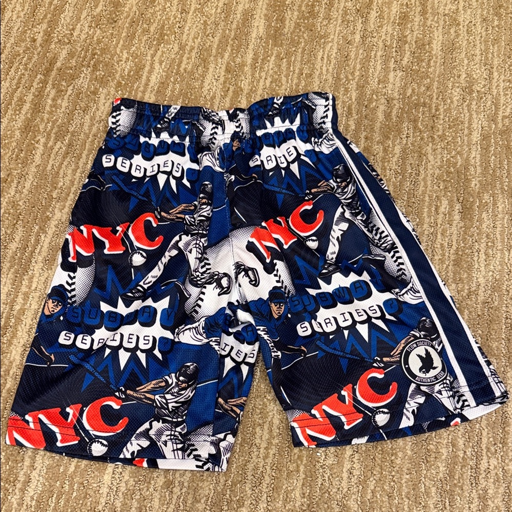 Boys NYC Graphic Athletic Shorts - Blue & Red